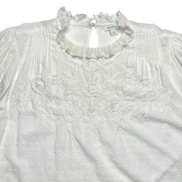 Sundance | Women | Ivory Prairie Farm Ruffled Lace Bib Collar Blouse | Sz Large - Picture 11 of 16